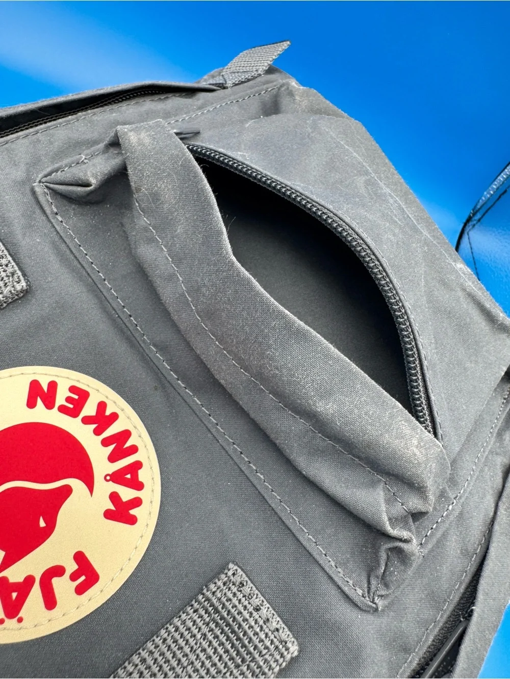 Fjallraven Kanken Mini Backpack - Grey with Red Logo